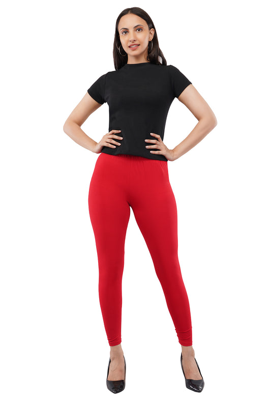 Red Ankle Length Leggings for Women