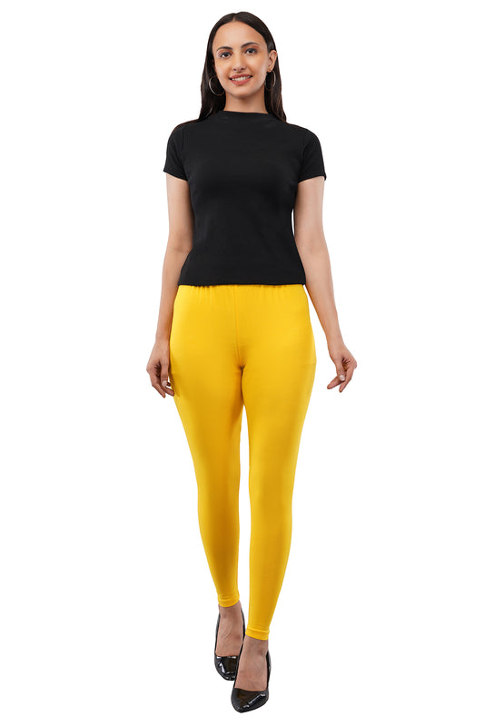 Lemon Yellow  Ankle Length Leggings for Women