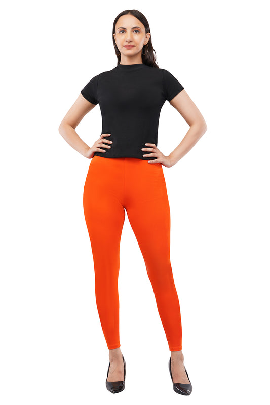 Tango Orange Ankle Length Leggings for Women