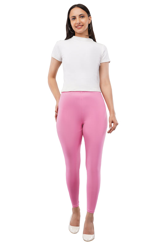 Baby Pink Ankle Length Leggings for Women