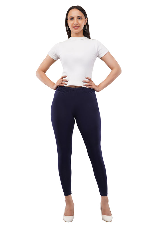 Dark Navy Blue Ankle Length Leggings for Women