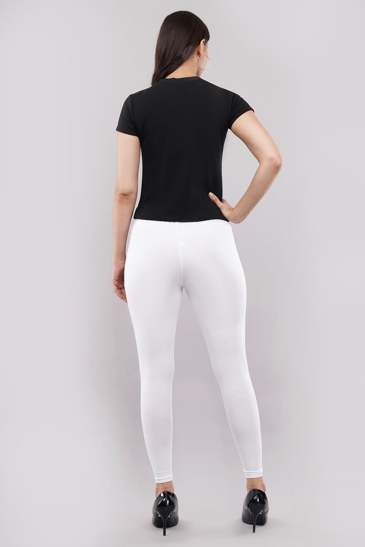 White Ankle Length Leggings for Women