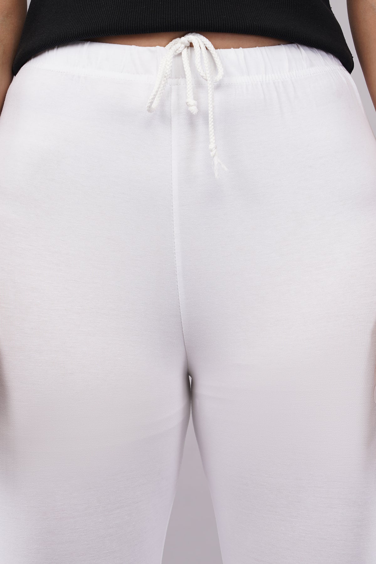 White Ankle Length Leggings for Women