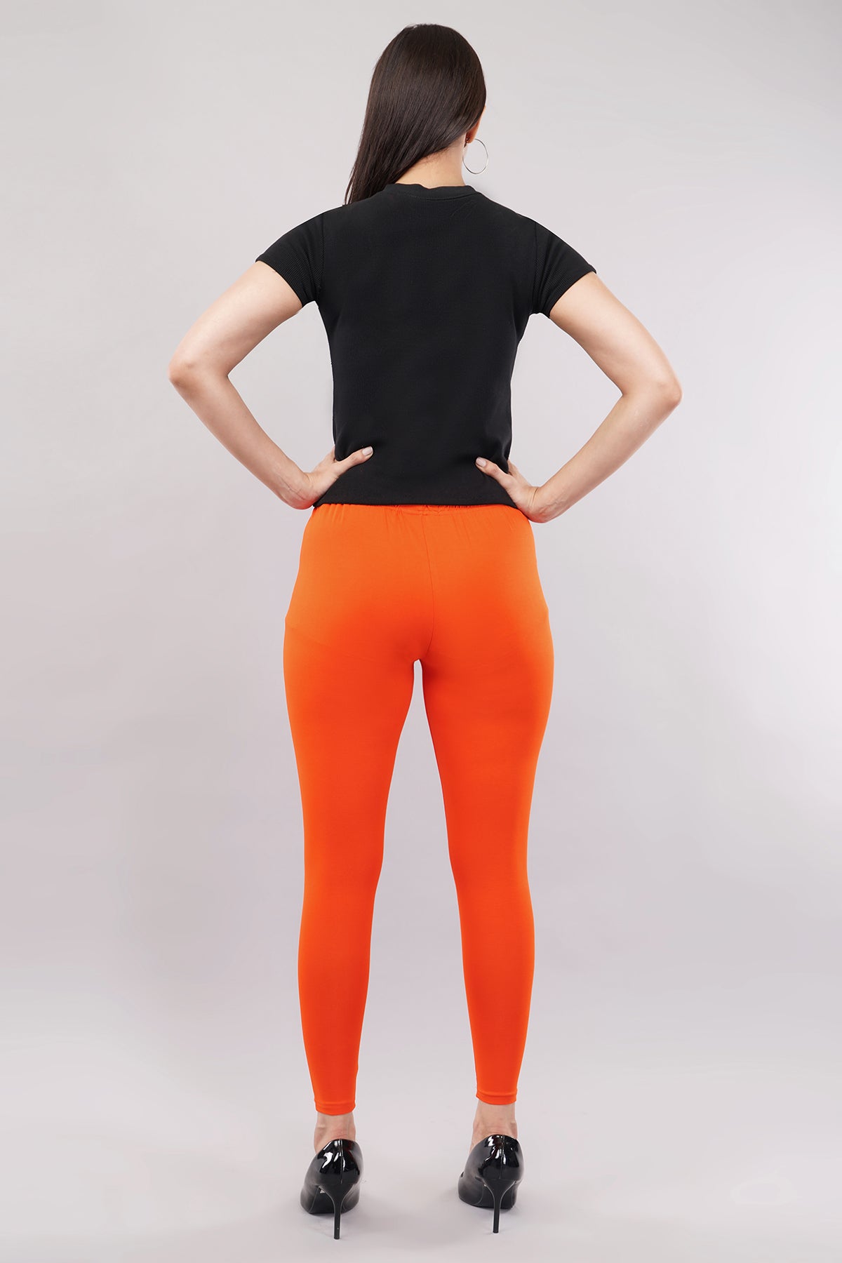 Tango Orange Ankle Length Leggings for Women