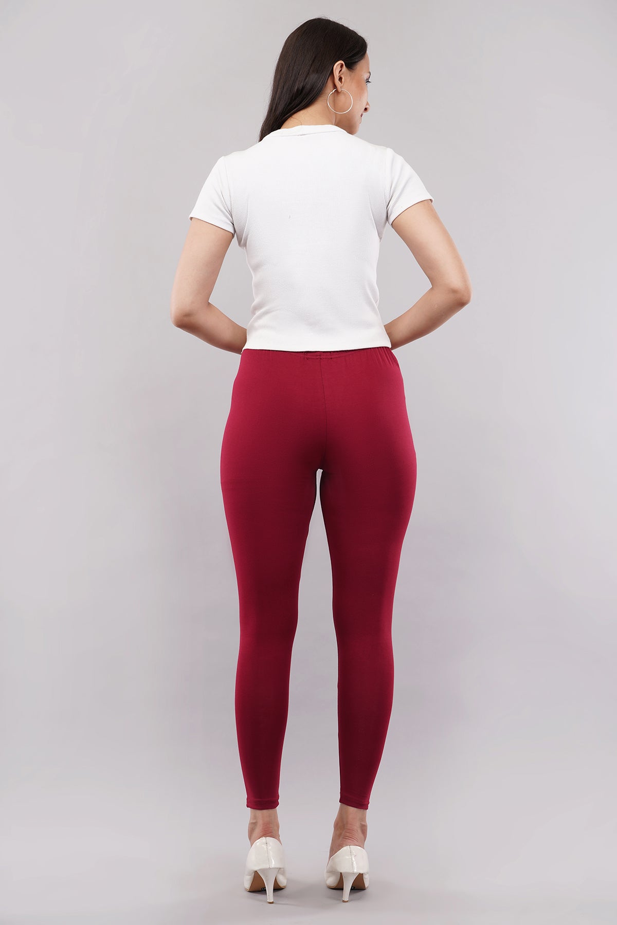 Maroon Ankle Length Leggings for Women