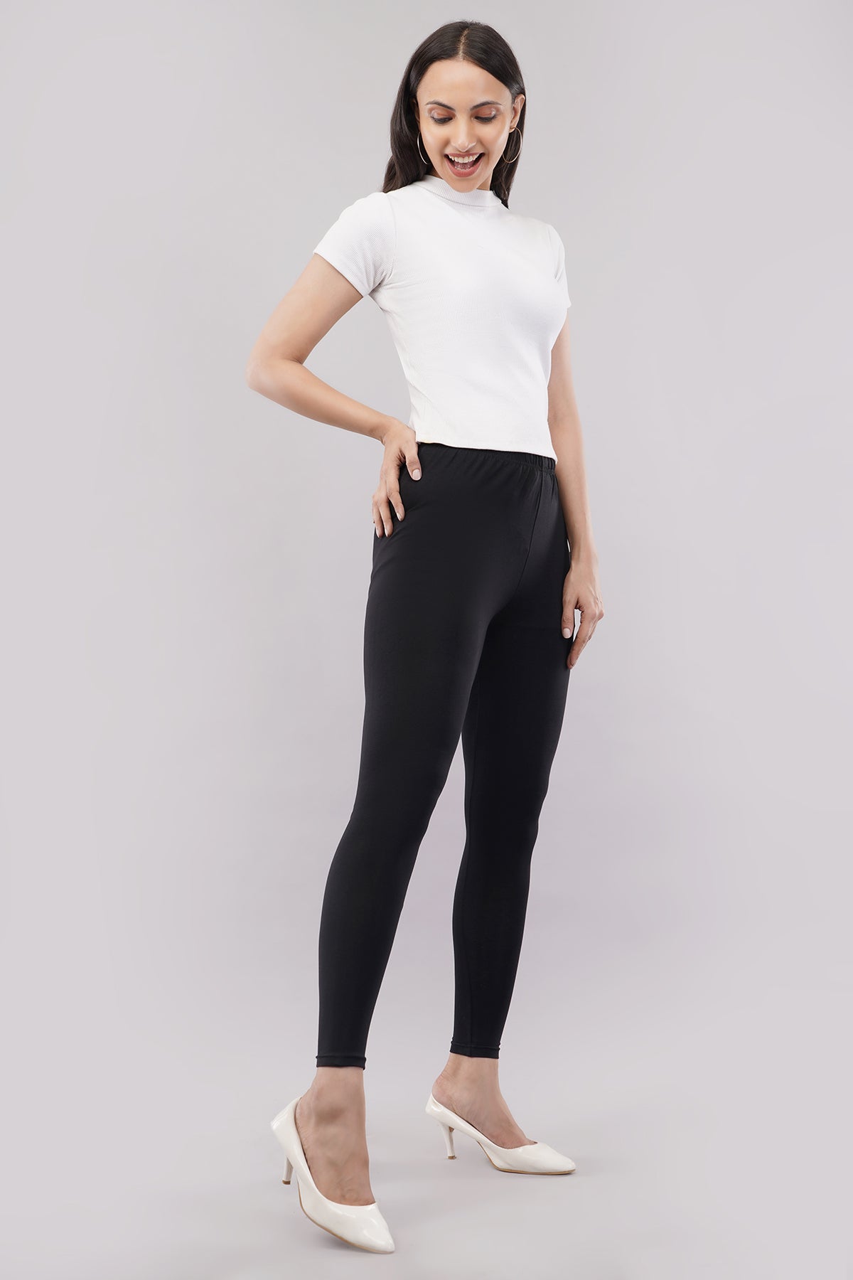 Black Ankle Length Leggings for Women