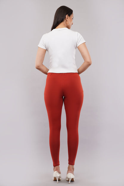 Rust Maroon Ankle Length Leggings for Women
