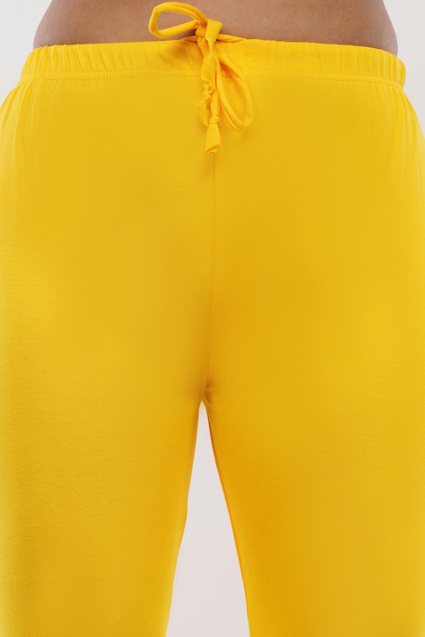 Lemon Yellow Full Length Leggings for Women