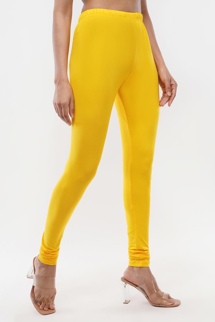 Lemon Yellow Full Length Leggings for Women