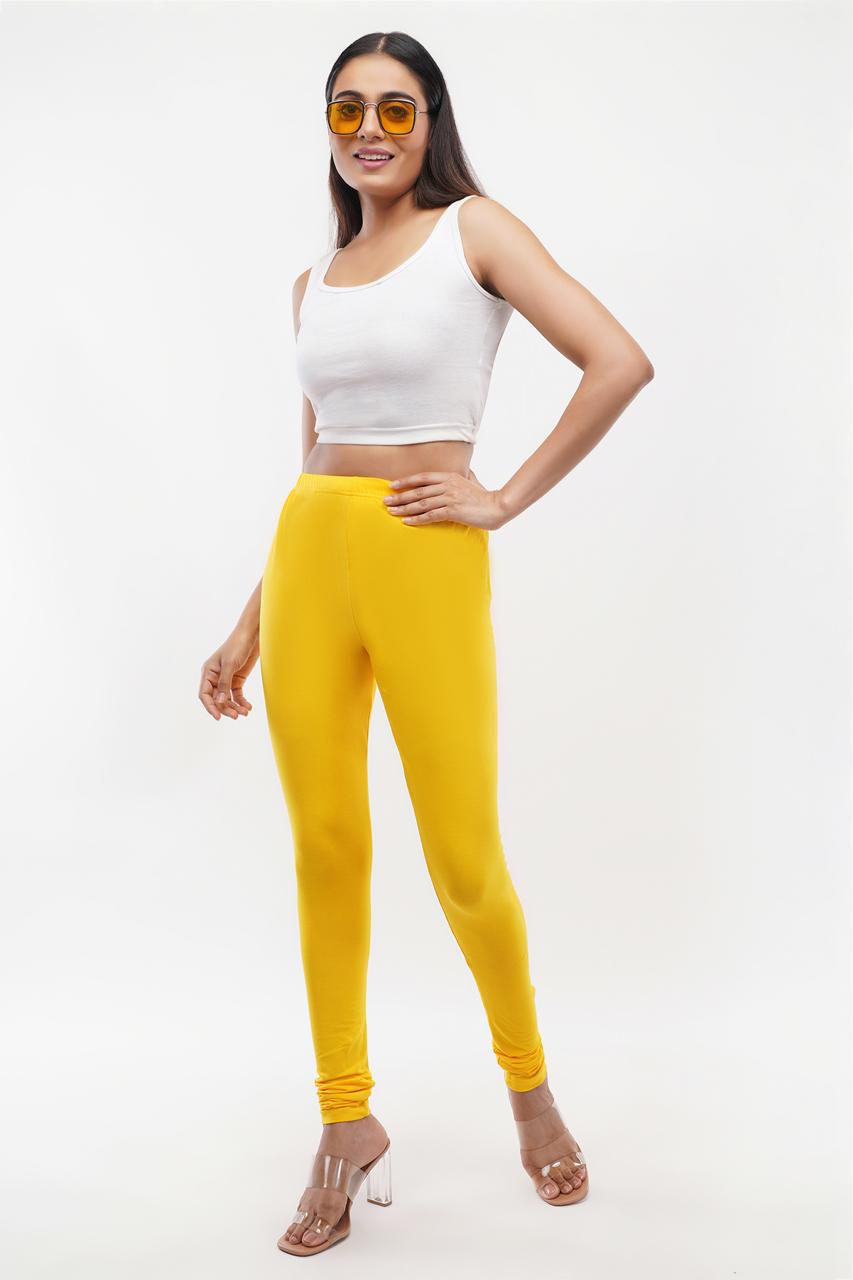 Lemon Yellow Full Length Leggings for Women