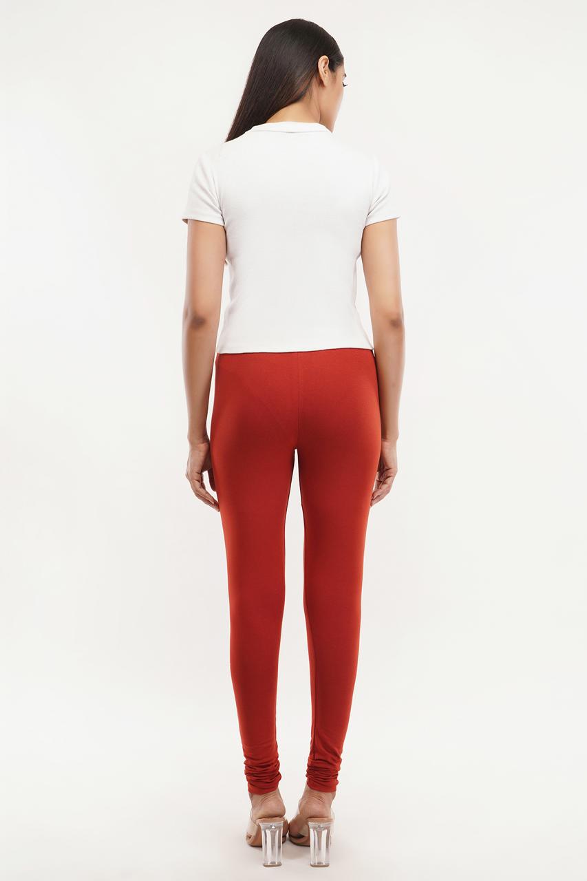 Rust Maroon Full Length Leggings for Women