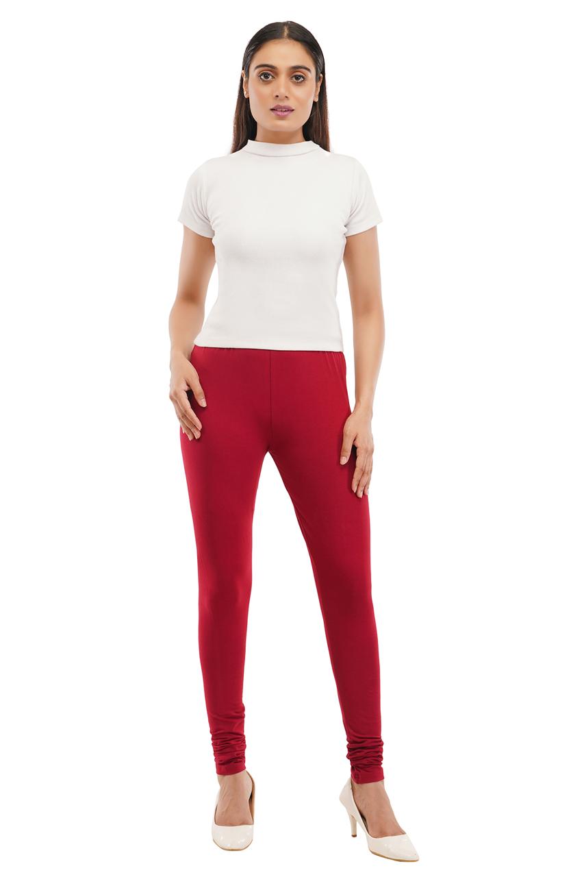 Maroon Full Length Leggings for Women