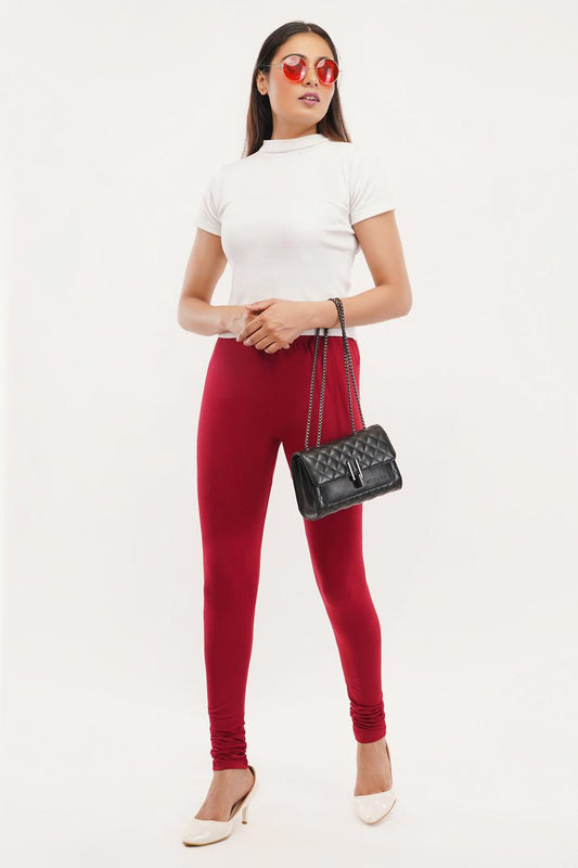 Maroon Full Length Leggings for Women