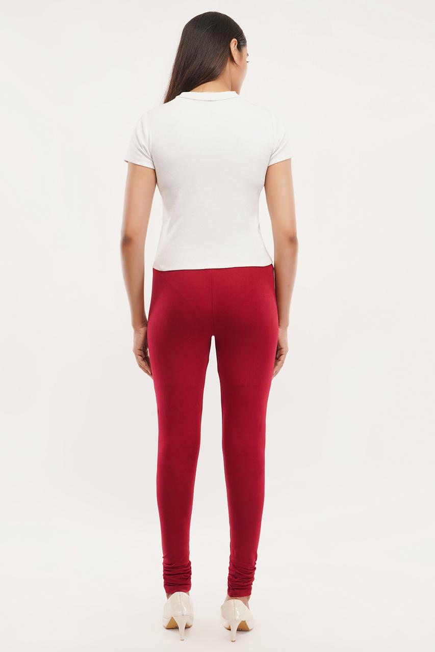 Maroon Full Length Leggings for Women