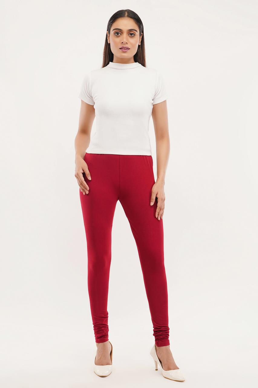 Maroon Full Length Leggings for Women