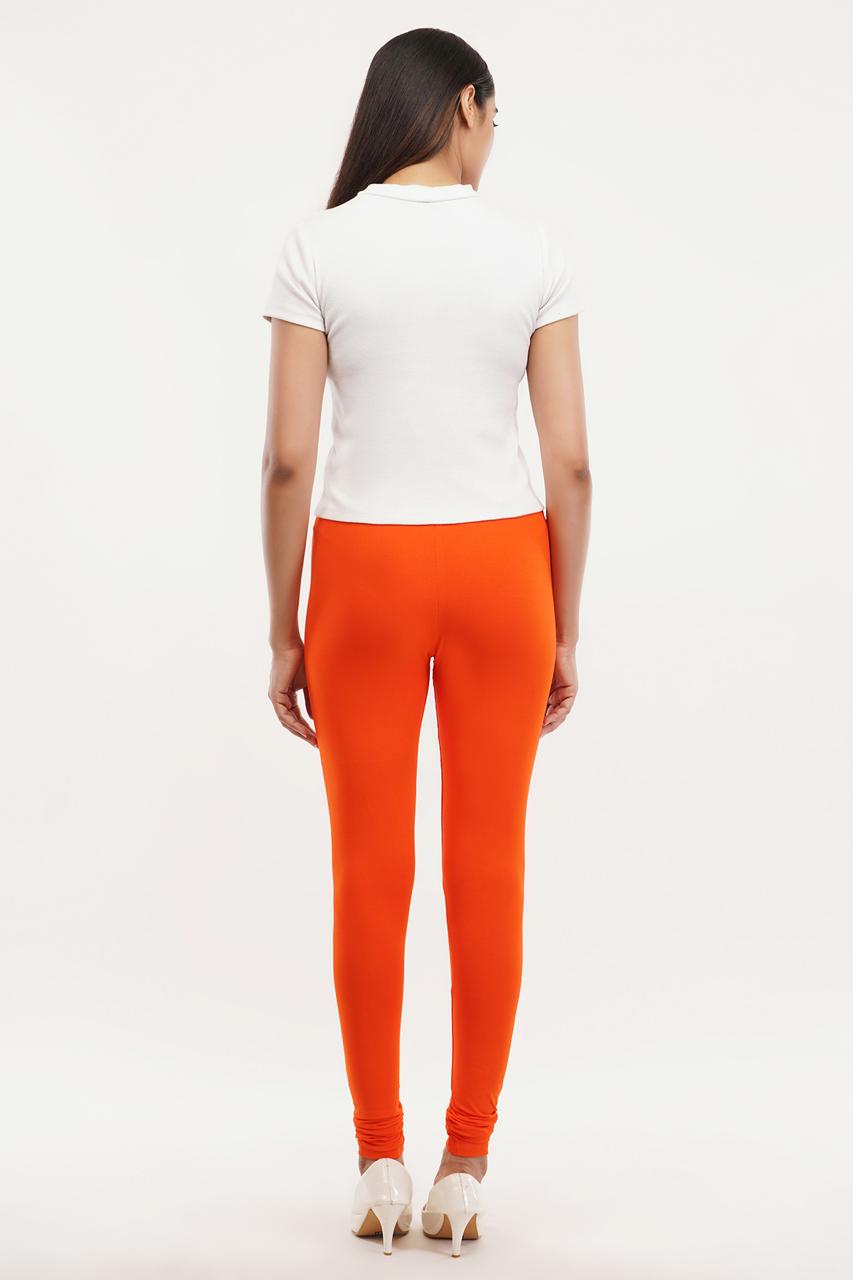 Tango Orange Full Length Leggings for Women