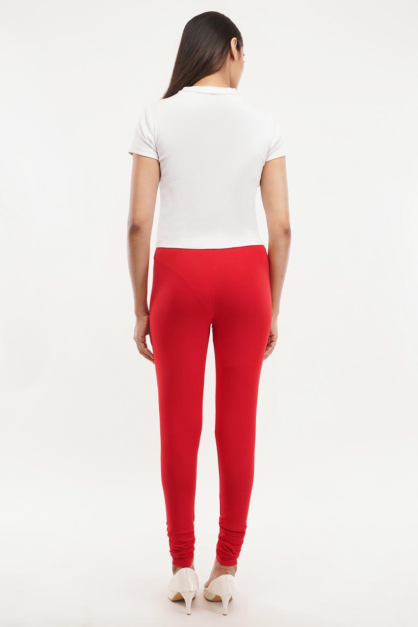 Red Full Length Leggings for Women